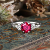 Nature-Inspired 4 - Prong Kite - Cut Natural Ruby Ring